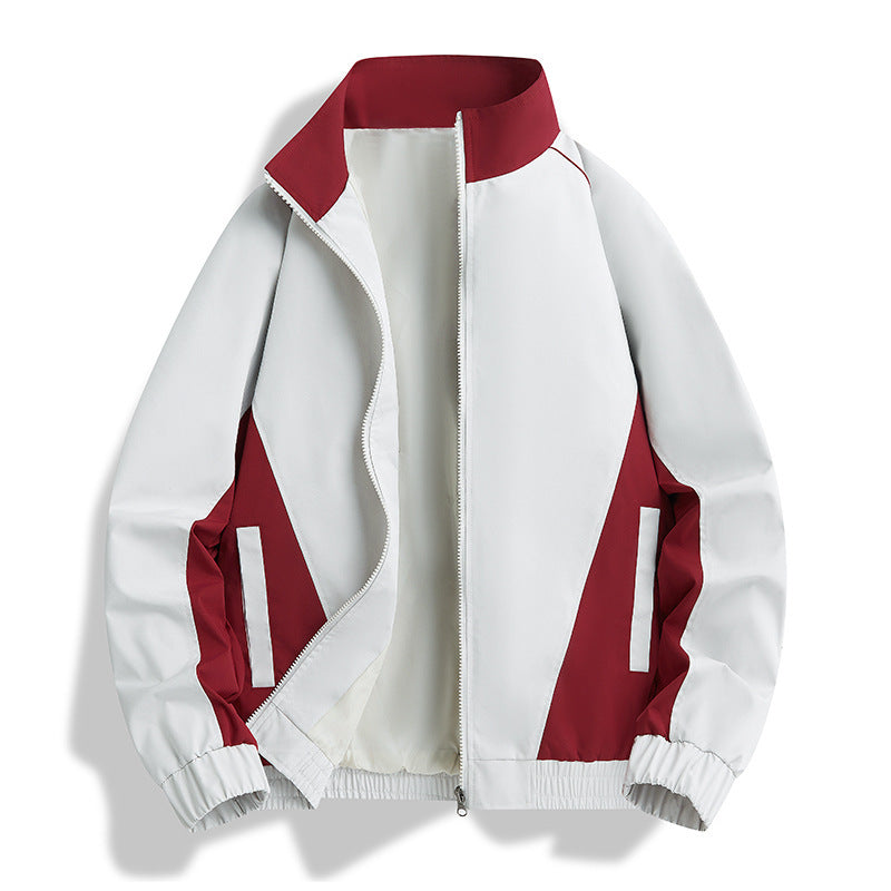 Men's Lightweight Athletic Softshell Training Jacket with Contrast Panels, Stand Collar & Elastic Hem Mune Fashion
