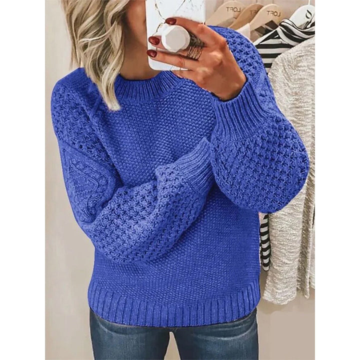 Women Chunky Knit Sweater with Cable Pattern and Balloon Sleeves Mune Fashion