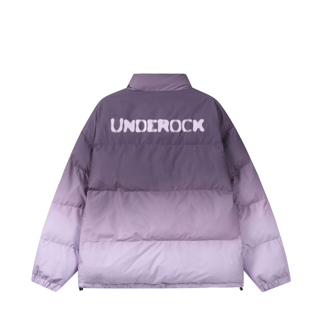 Women’s short padded quilted jacket with high funnel collar and ombré detail Mune Fashion