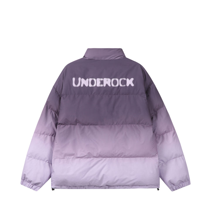 Women’s short padded quilted jacket with high funnel collar and ombré detail Mune Fashion