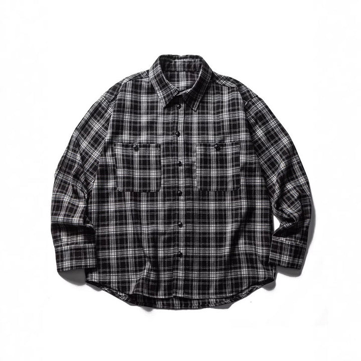 Men's Boxy Check Work Shirt made of soft flannel with double breast pockets Mune Fashion