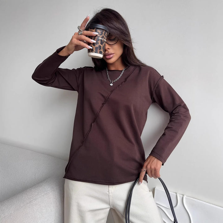 Women Oversized Longsleeve with diagonal seam and drop shoulders Mune Fashion