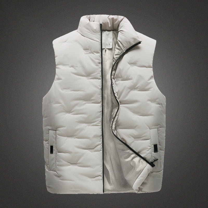 Men's Lightweight Thermal Quilted Vest with High Collar, Windproof Microfiber Shell, and Concealed Zipper Pockets Mune Fashion
