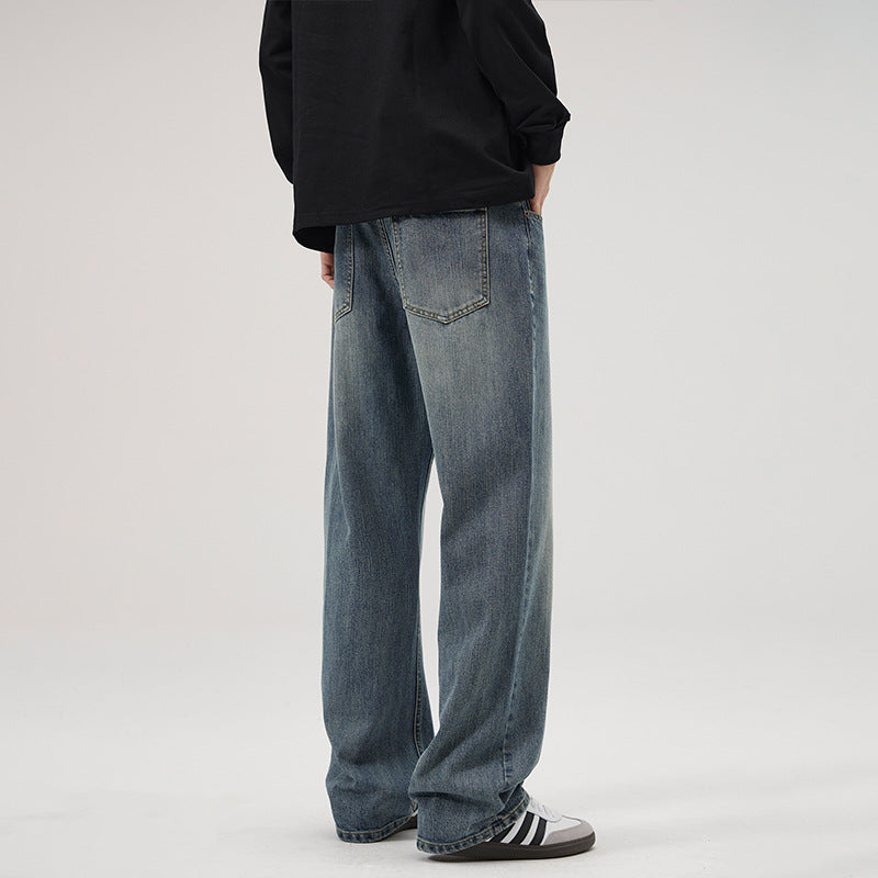 Men's Wide Vintage-inspired Comfort Jeans with Straight Leg Mune Fashion