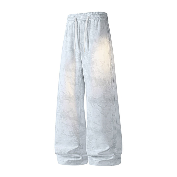 Women's Wide High-Waist Baggy Sweatpants with Marble Print, Drawstring & Elastic Hem Mune Fashion