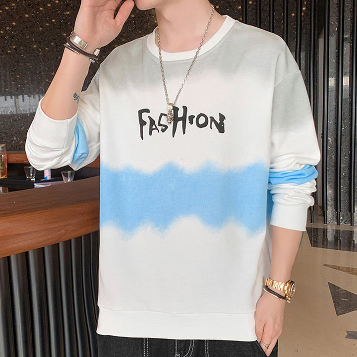 Men's Oversized Sweatshirt with Tie-Dye Effect, Crew Neck and Print Mune Fashion