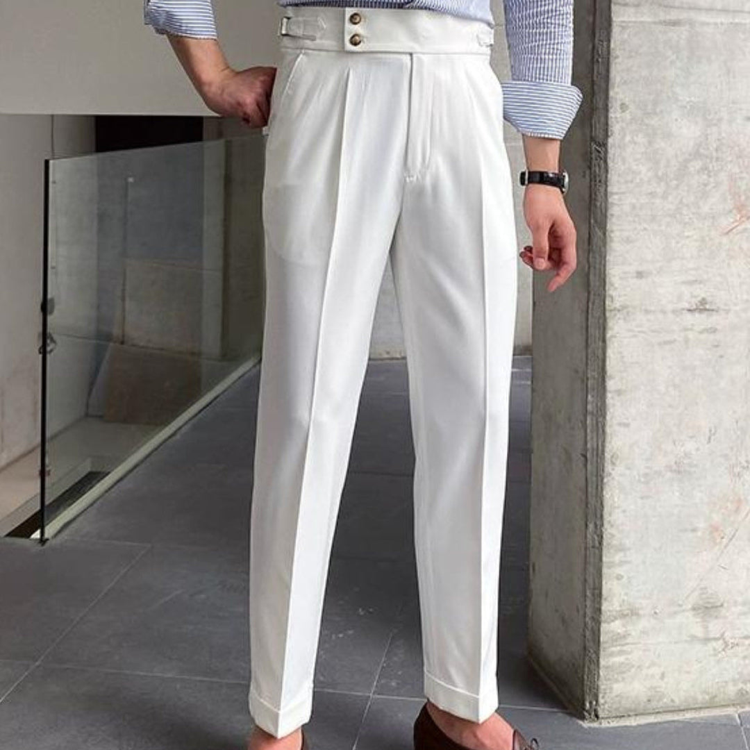 Men's Elegant Cropped Trousers with Pleats