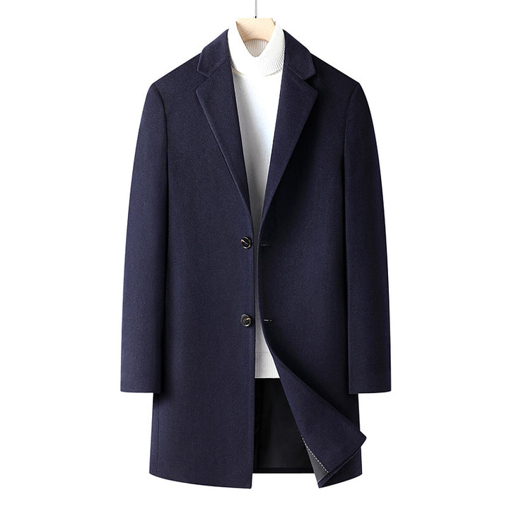 Men's simple tailored wool blend overcoat with subtle two-button placket Mune Fashion