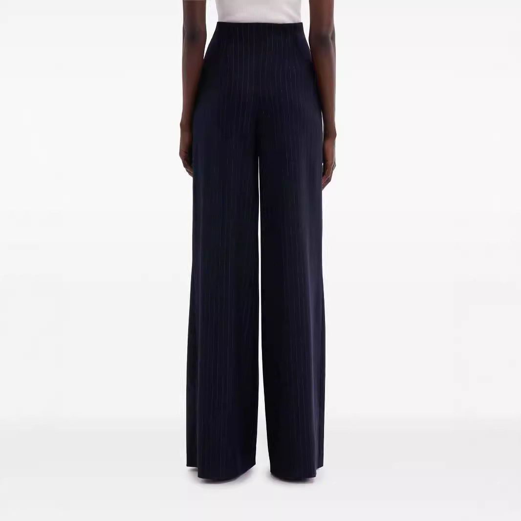 Women's High-Waisted Pleated Palazzo Pants with Wide Leg Mune Fashion