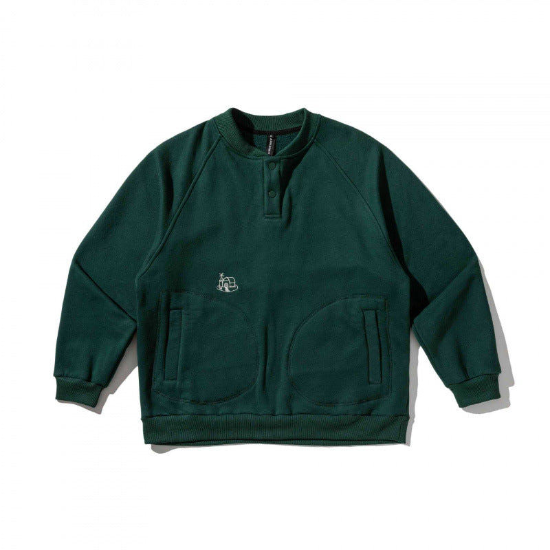 Unisex Oversize Sweatshirt with Henley placket, raglan sleeves and round hand pockets Mune Fashion