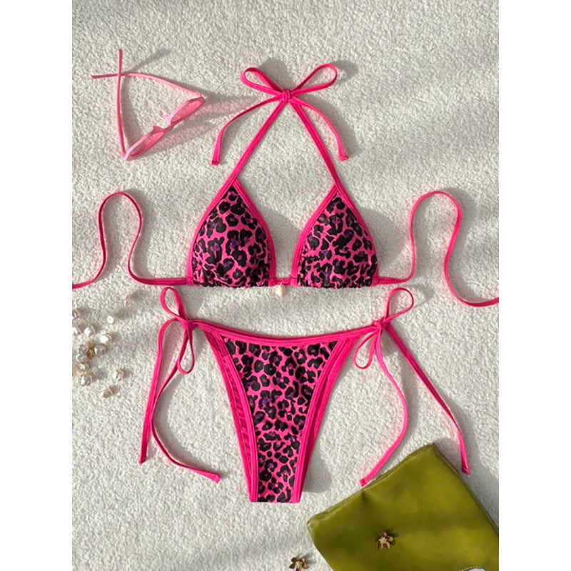 Women's triangle bikini with animal print and side ties Mune Fashion