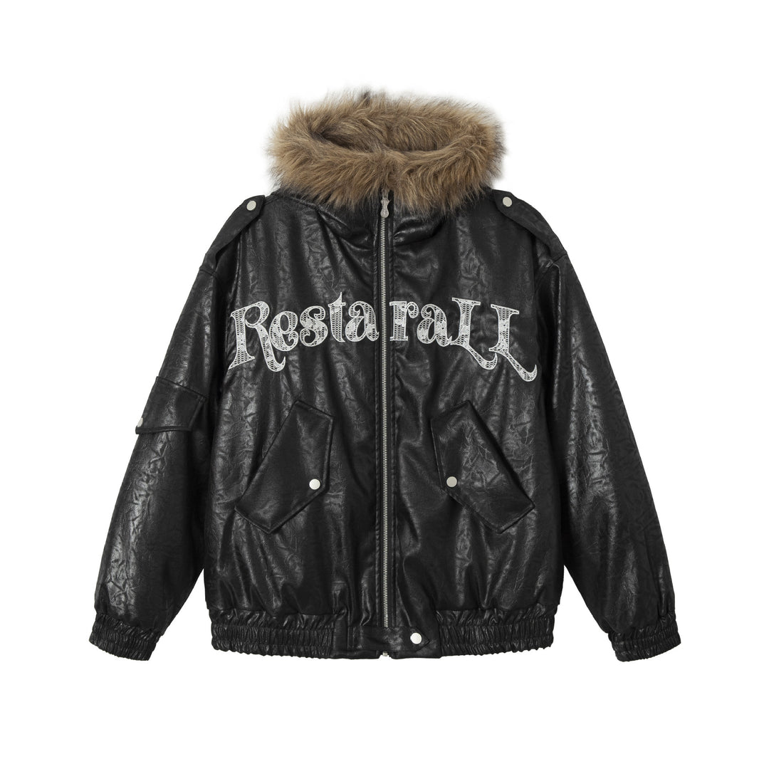 Men's Padded Oversized Bomber with Faux Fur Collar and Utility Pockets Mune Fashion