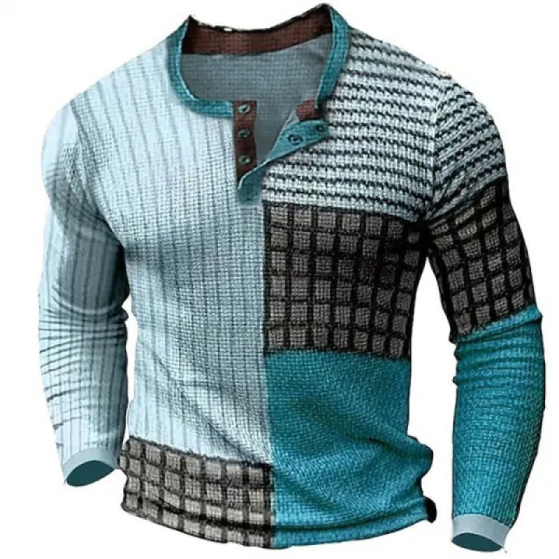 Men's sporty long-sleeve shirt with button placket Mune Fashion