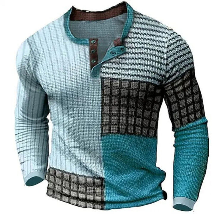 Men's sporty long-sleeve shirt with button placket Mune Fashion