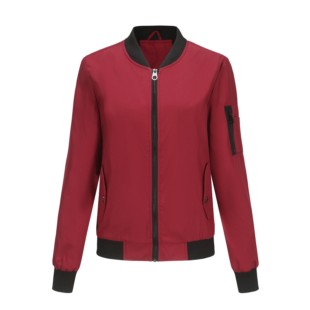 Women's lightweight bomber jacket with arm pocket, contrast cuffs, and sporty fit Mune Fashion