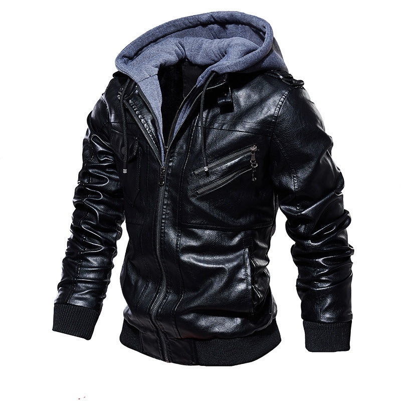 Men's Trendy Leather Jacket with Hood Mune Fashion