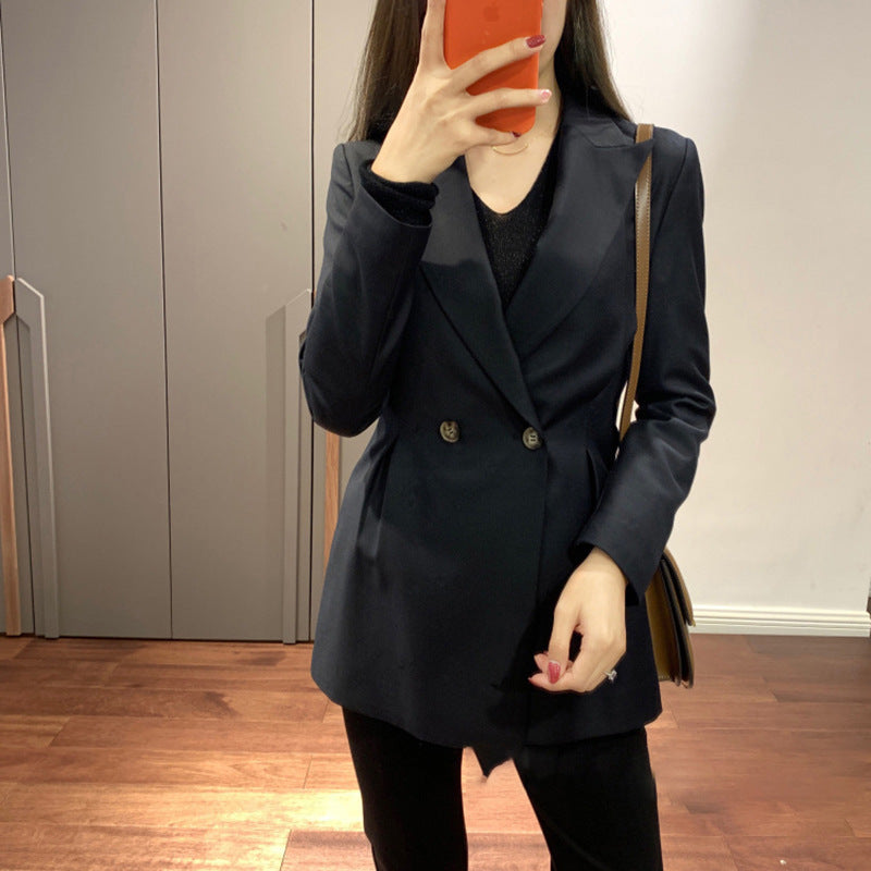 Women Elegant Double Breasted Blazer with Modern Cut Mune Fashion