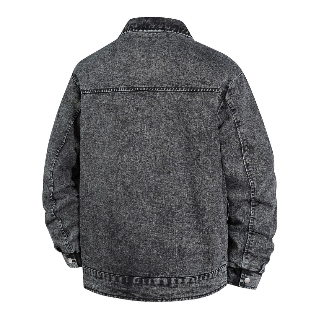 Men's Oversized Denim Jacket with Stonewash Effect and Patch Pockets Mune Fashion