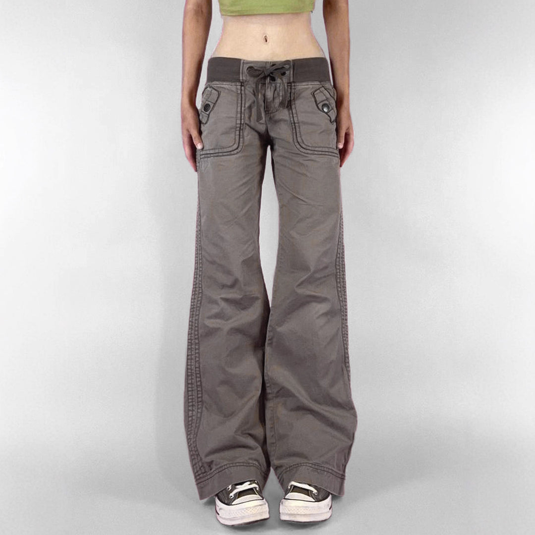 Women's nan high waist flared trousers with wide leg, high waist and belt loops Mune Fashion