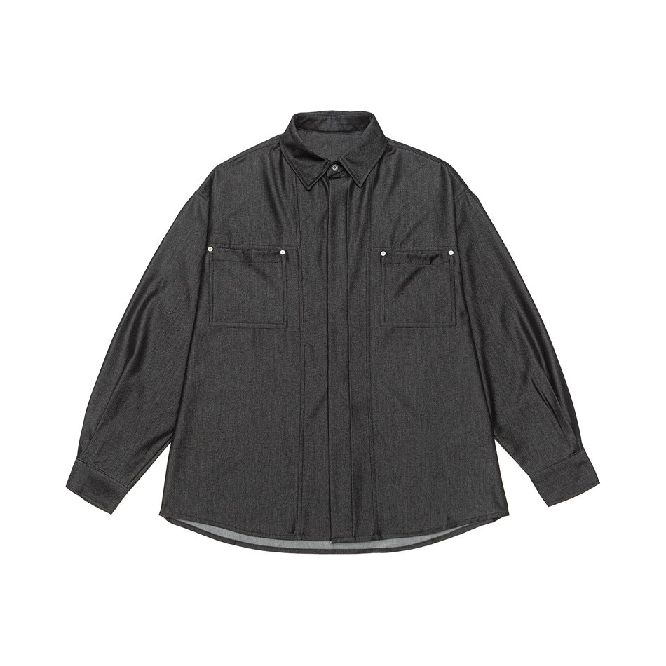 Men's Oversized Shirt Jacket made of lightweight denim quality with concealed button placket and chest pockets Mune Fashion