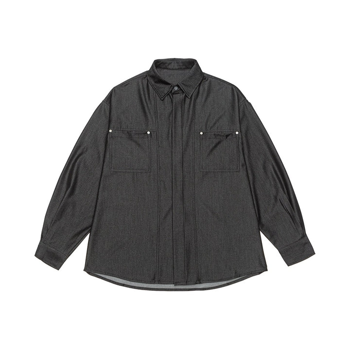 Men's Oversized Shirt Jacket made of lightweight denim quality with concealed button placket and chest pockets Mune Fashion