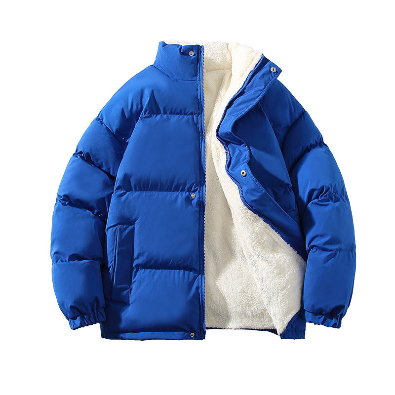Men's padded winter quilted jacket with teddy lining, high stand-up collar and concealed snap button placket Mune Fashion