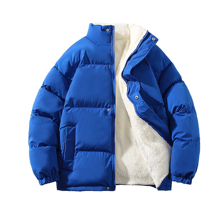 Men's padded winter quilted jacket with teddy lining, high stand-up collar and concealed snap button placket Mune Fashion