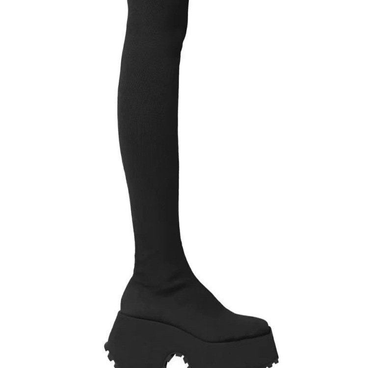 Women's Plateau Sock Boots with distinctive Lug Sole and sculptural platform Mune Fashion
