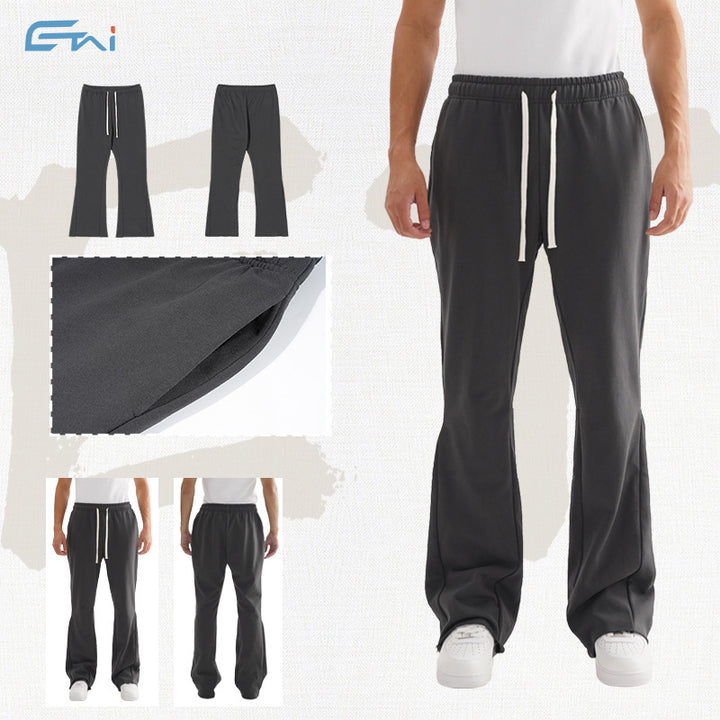Women Flared Sweatpants with Wide Leg, Elastic Waistband and Drawstring Mune Fashion