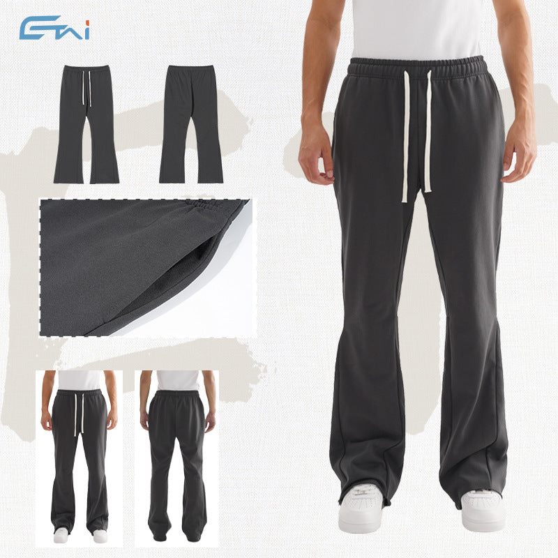Women's Flared Sweatpants with Wide Leg, Elastic Waistband and Drawstring Mune Fashion
