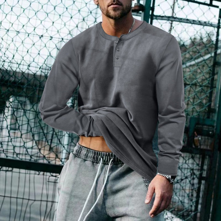 Men's Long Sleeve Henley made of lightweight cotton blend Mune Fashion