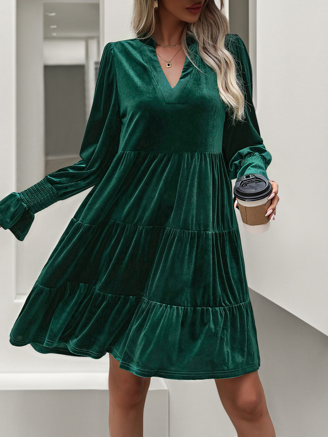 Women's Playfully Cut Dress with V-Neck Mune Fashion