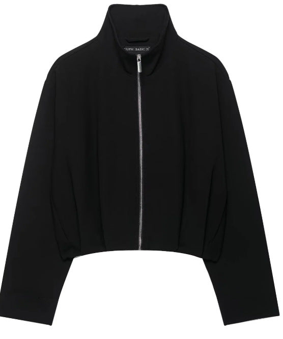 Women’s short-cut boxy blouson with high stand-up collar and dropped shoulders Mune Fashion
