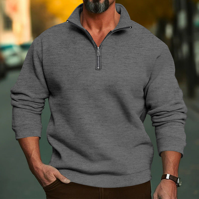 Men's Comfort Half-Zip Sweatshirt made of French Terry with Stand-Up Collar Mune Fashion