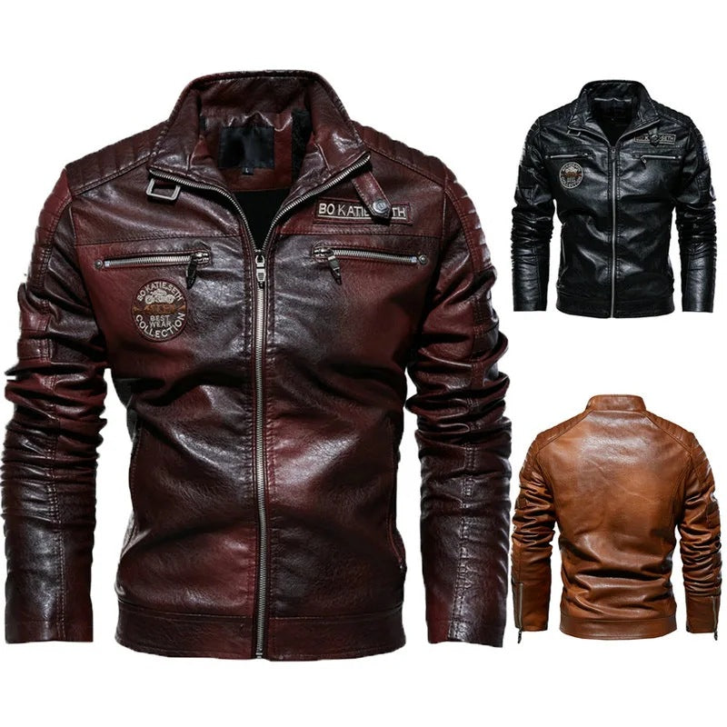 Men's Fashionable Biker Jacket made of Leather Mune Fashion