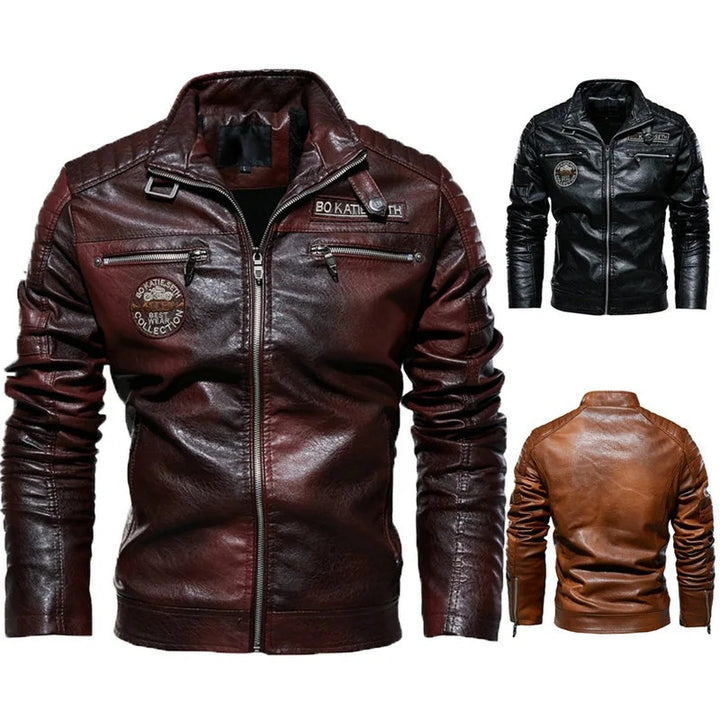 Men's Fashionable Biker Jacket made of Leather Mune Fashion