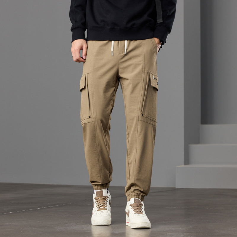 Men's Tapered Cargo Jogger Pants with Knee Inserts, Drawstring Waistband and Flap Pockets Mune Fashion
