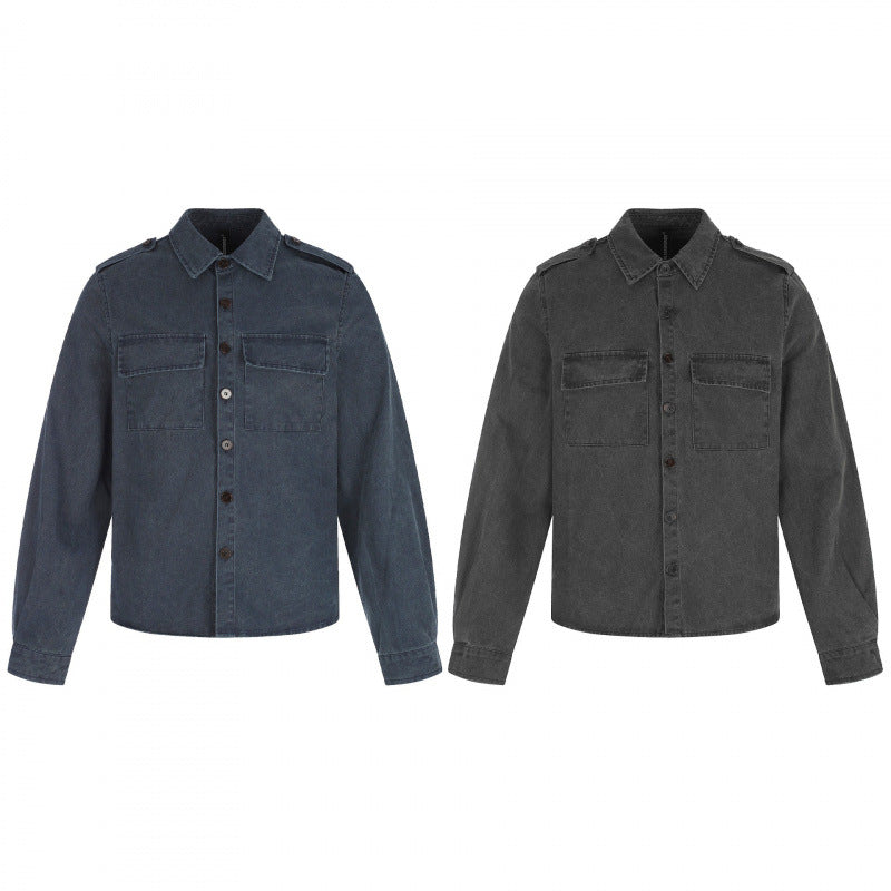 Women Boxy Overshirt Jacket made of Denim with Shoulder Flaps and Patch Chest Pockets Mune Fashion