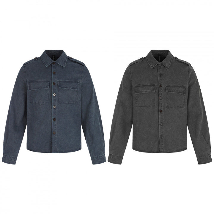 Women Boxy Overshirt Jacket made of Denim with Shoulder Flaps and Patch Chest Pockets Mune Fashion