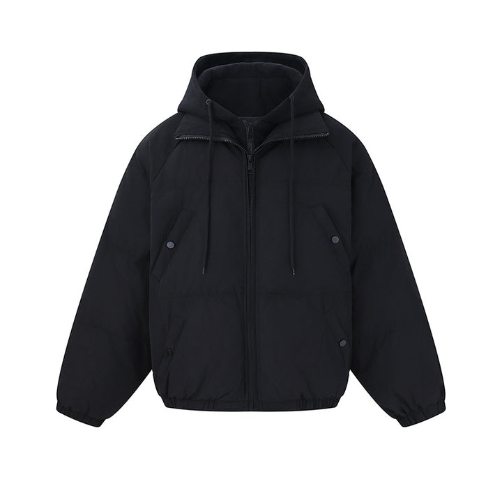 Unisex Short Boxy Quilted Hoodie with Fleece Lining and Elastic Hem Mune Fashion
