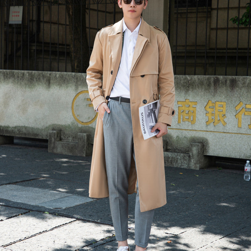 Men's Tailored Trench Coat made of water-repellent twill with double-breasted button placket Mune Fashion