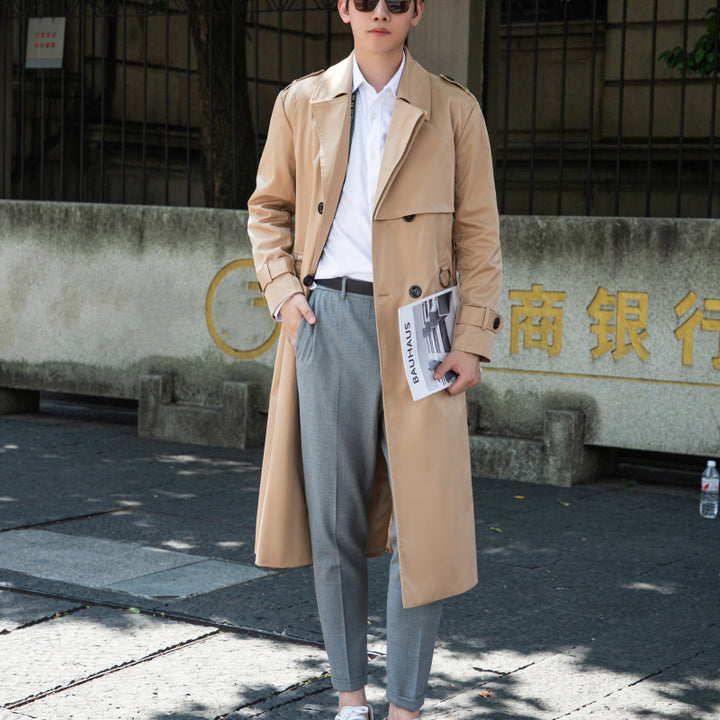 Men's Tailored Trench Coat made of water-repellent twill with double-breasted button placket Mune Fashion