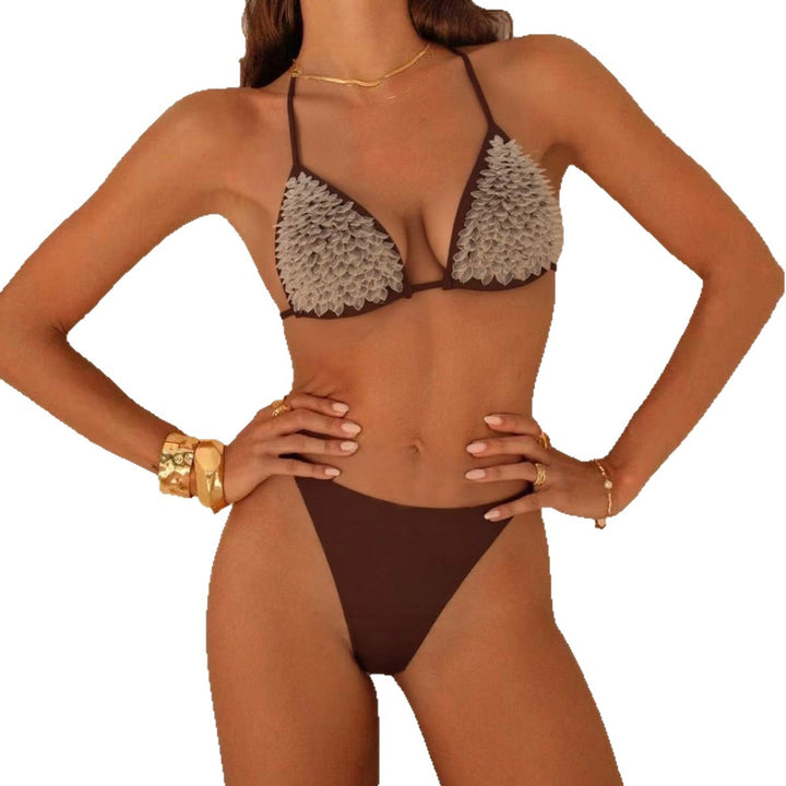 Women's Triangle Bikini with Floral Accents Mune Fashion