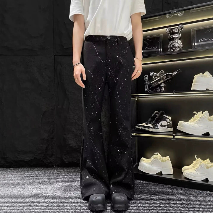 Men's Wide-Cut Jeans with Abstract Pattern Mune Fashion