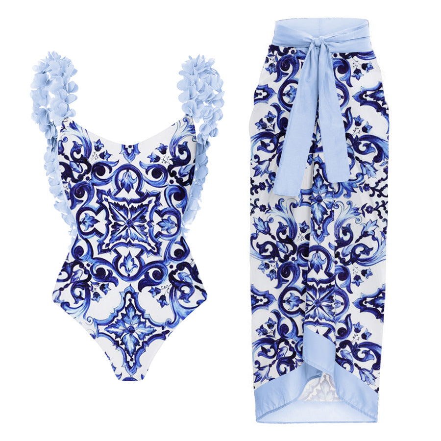 Women's elegant swimsuit with ruffle details and matching maxi skirt Mune Fashion