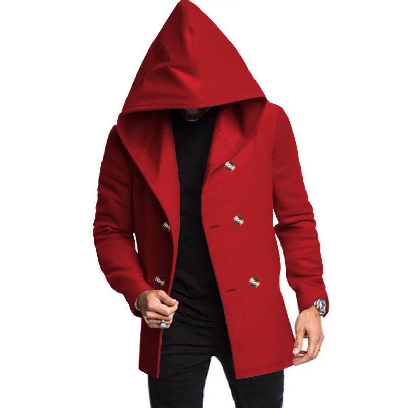 Men's hooded cloak with oversized hood and double-button placket Mune Fashion