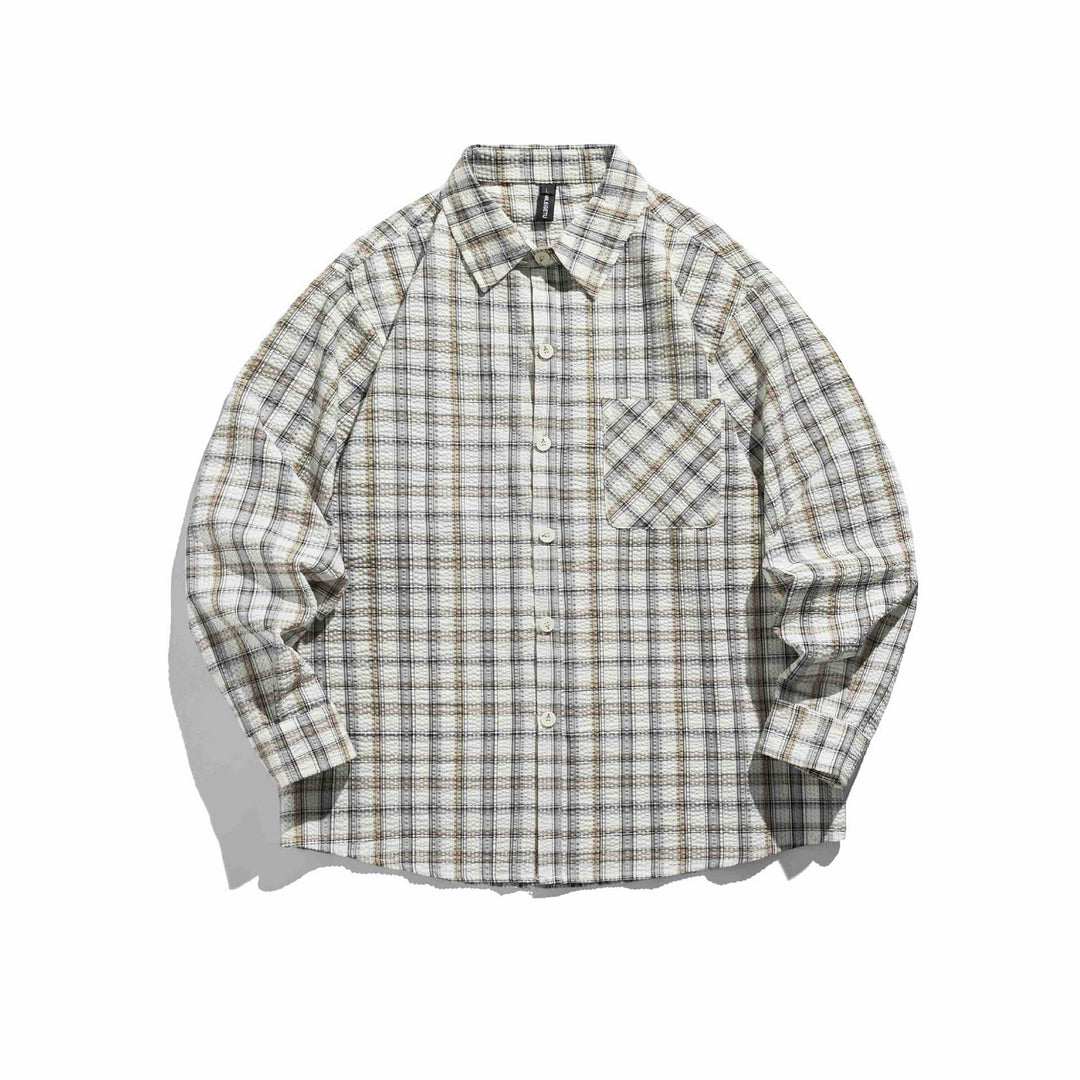 Women Oversized checkered shirt jacket with quilted structure Mune Fashion