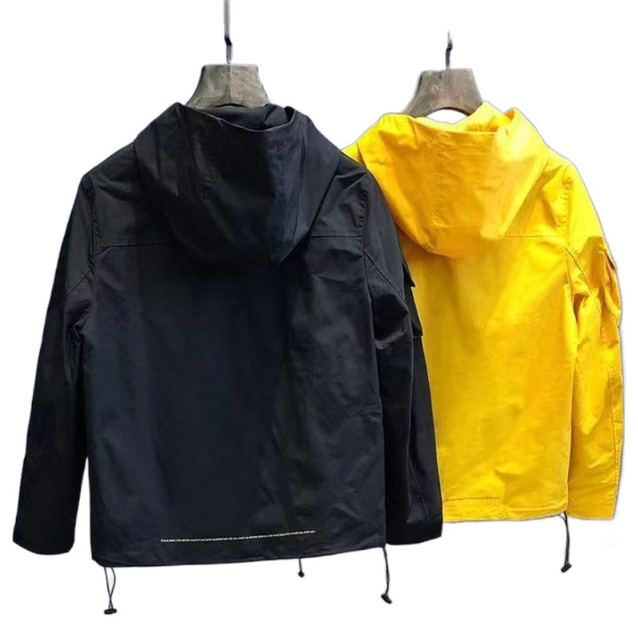 Men's utility outdoor jacket with hood, multiple pocket front and adjustable hem Mune Fashion