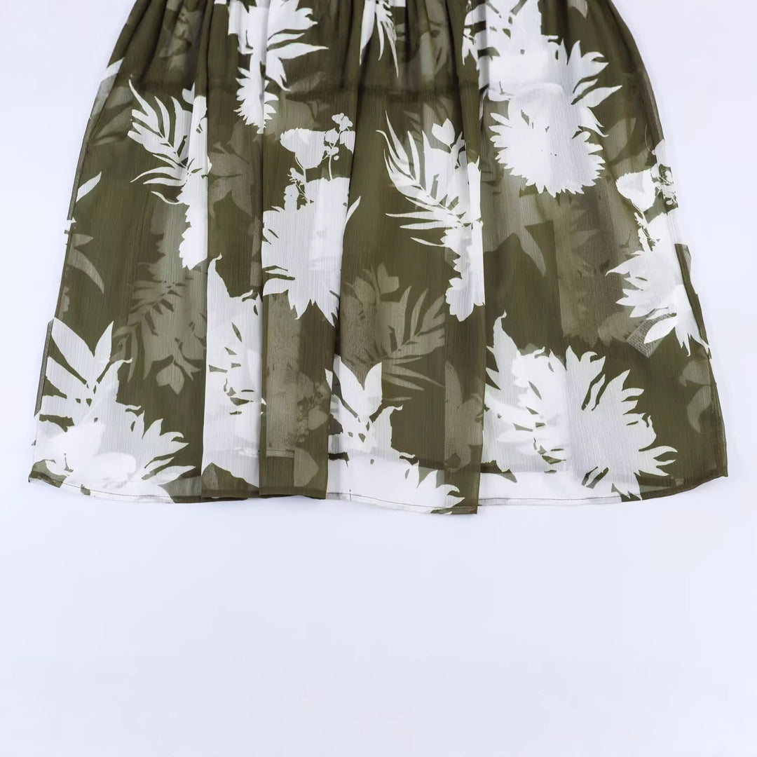 Women’s midi dress with voluminous balloon sleeves, tiered skirt and floral print Mune Fashion