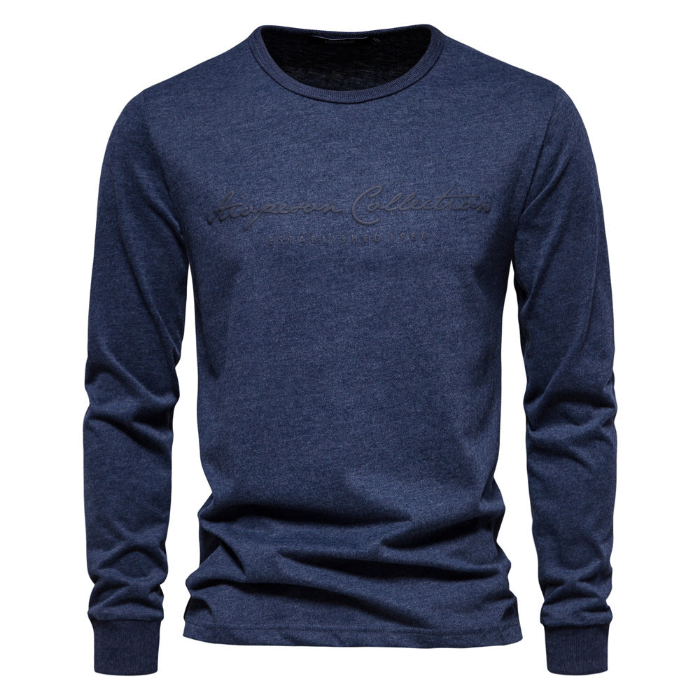 Men's Nano Minimalist Round Neck Sweatshirt Made of Cotton Blend with Ribbed Cuffs Mune Fashion